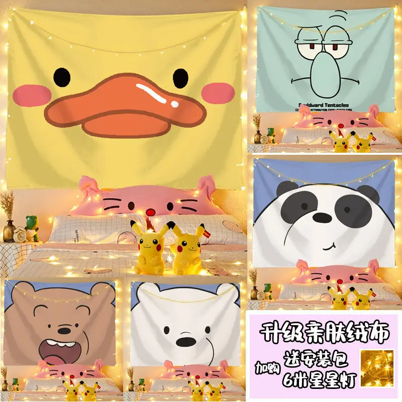 

Cute full screen animal face room decoration background cloth bedside hanging cloth net celebrity photo back tapestry hanging