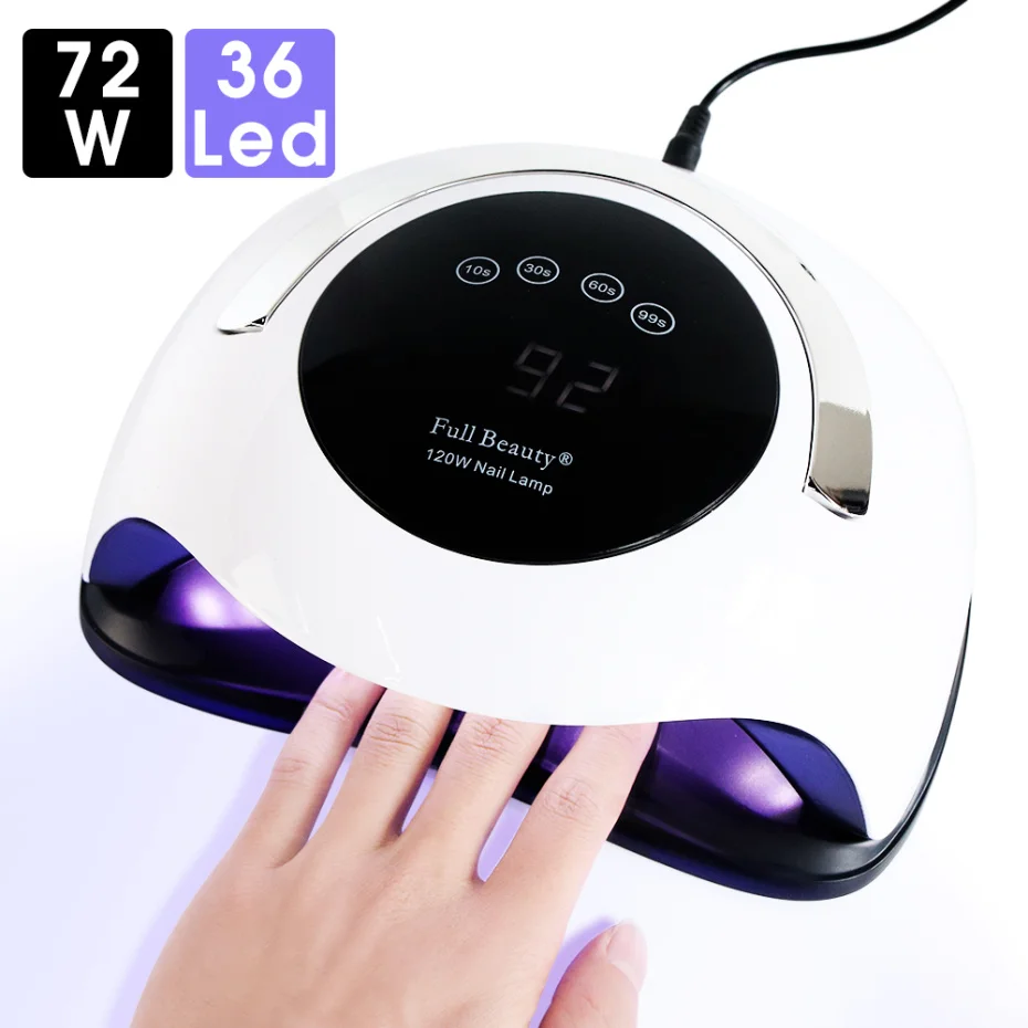 72 Вт Сушилка для ногтей с высоким порошком 2 ручные УФ светодиодный сенсорный