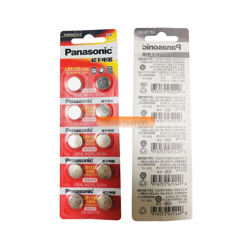 100 шт. 100% натуральная оптовая продажа PANASONIC LR54 189 AG10 L1131 SR1130 G10 V10GA 389 Щелочная Кнопка