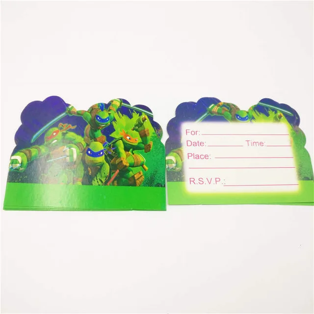 10pc Invitation Card 20 шт./набор, подростковые вечерние салфетки с изображением черепашек-ниндзя, украшения для мальчиков и принадлежности для дня рождения - Цвет: 10pc Invitation Card