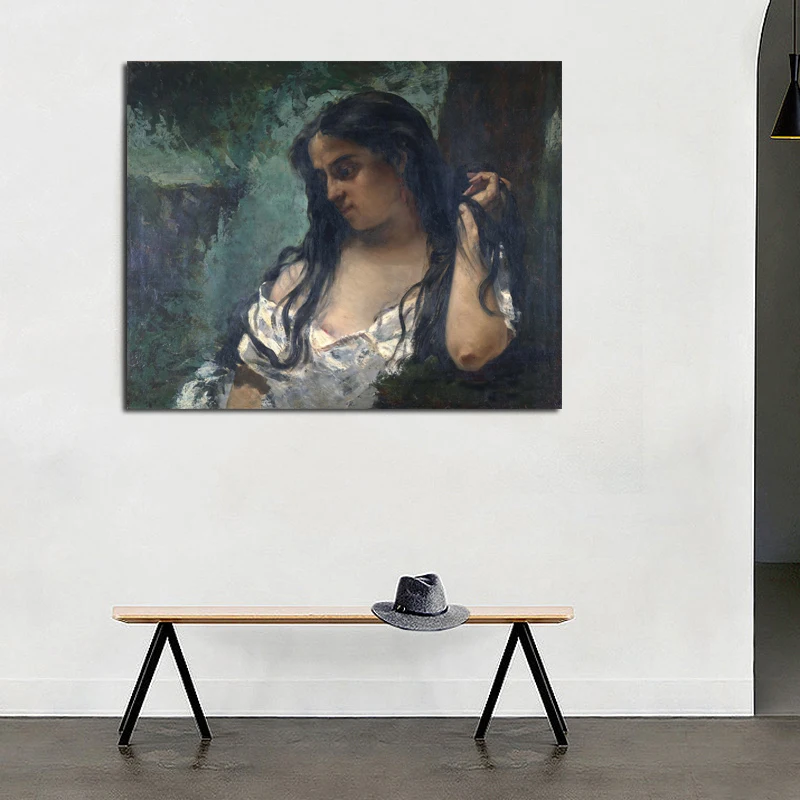 Картина на холсте Gustave Courbet Цыганская в отражении домашний декор для гостиной