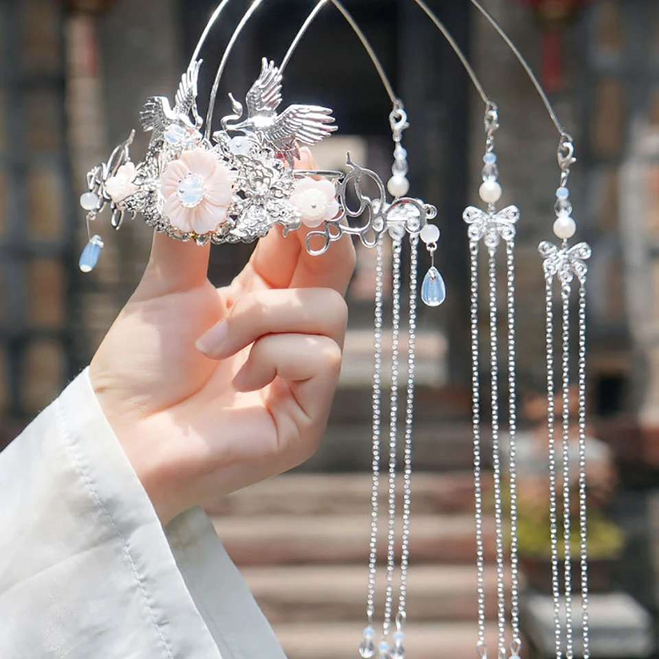 

Chinese Classical Headdress Hanfu Ancient Style Accessories Tassel Hair Crown Traditional Hair Accessories Variety Optional