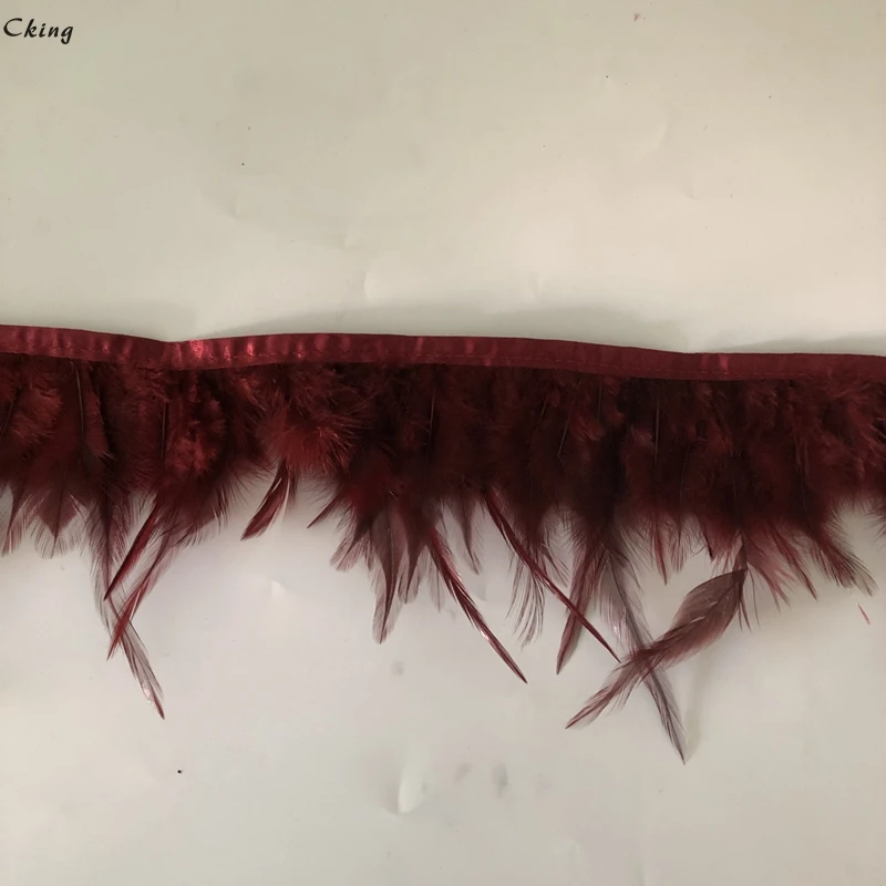 CKing 10 метров винно красные петушиные перья Обрезка ткани боковая полоса 4 6 дюймов