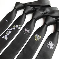 upscale 5cm skinny tie rose necktie embroidery magnolia mark neckwear youthful fashion male neck tie solid color prom party tie
