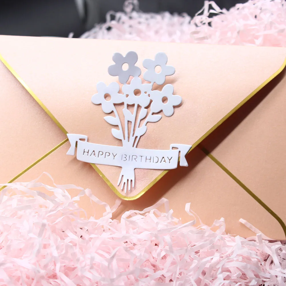 С днем рождения баннер цветок металлическая резка штампы для скрапбукинга Новый