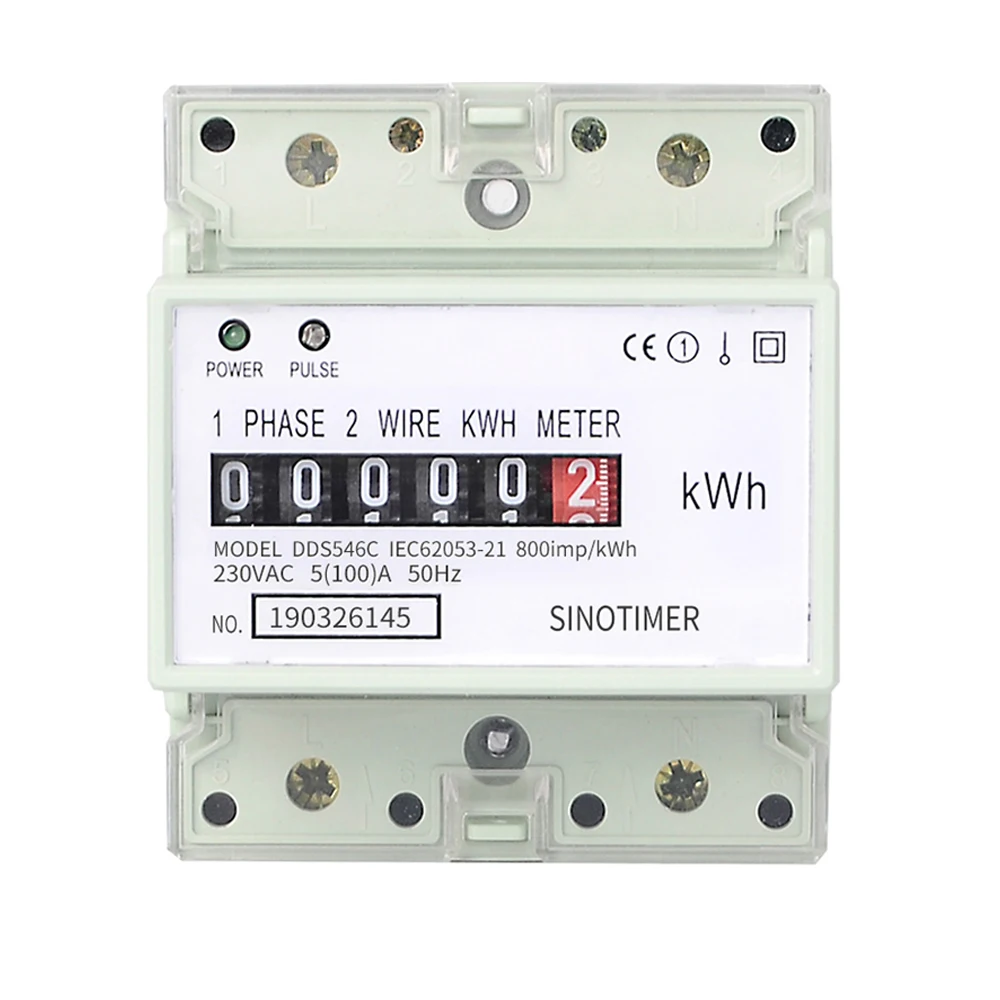 DDS546C 230V 5(100) A 50Hz 60Hz однофазный электронный счетчик энергии кВтч 4P din-рейка ваттметр измеритель мощности счетчик электроэнергии