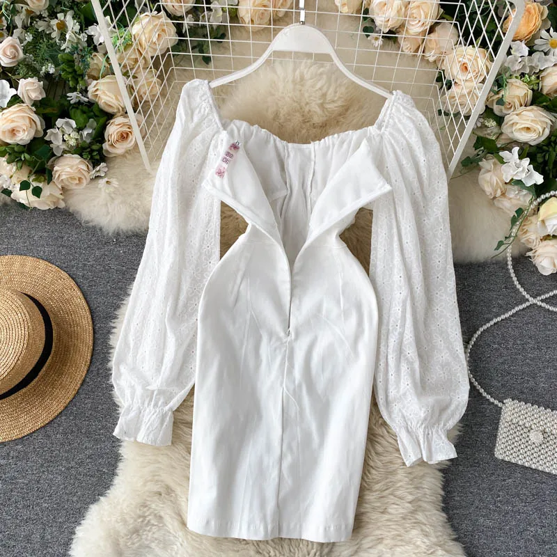 Новое Белое осеннее мини-платье для девочек женское модное однотонное