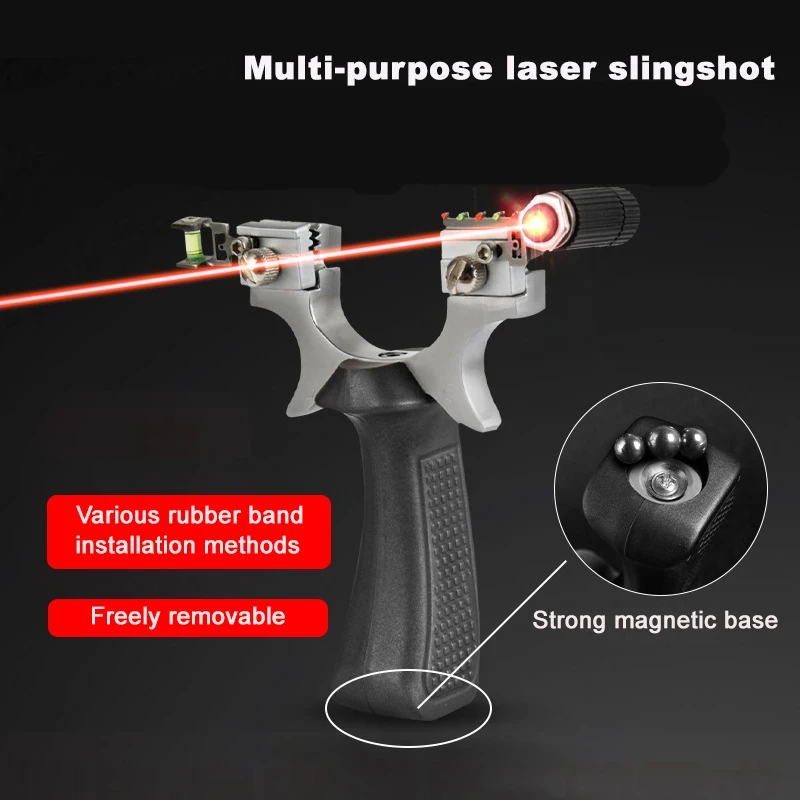 

Slingshot Alloy Head Round and Flat Rubber Band Multi-purpose Slingshot Laser Infrared High-end Outdoor Catapult for Hunting