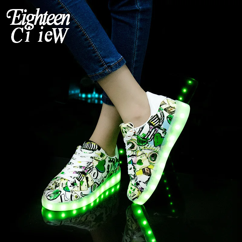 

Size 27-42 Boys LED Glowing Sneakers Usb Charging Kids Luminous Shoes Fashion Children Casual Shoes Girl Illuminated Sneakers