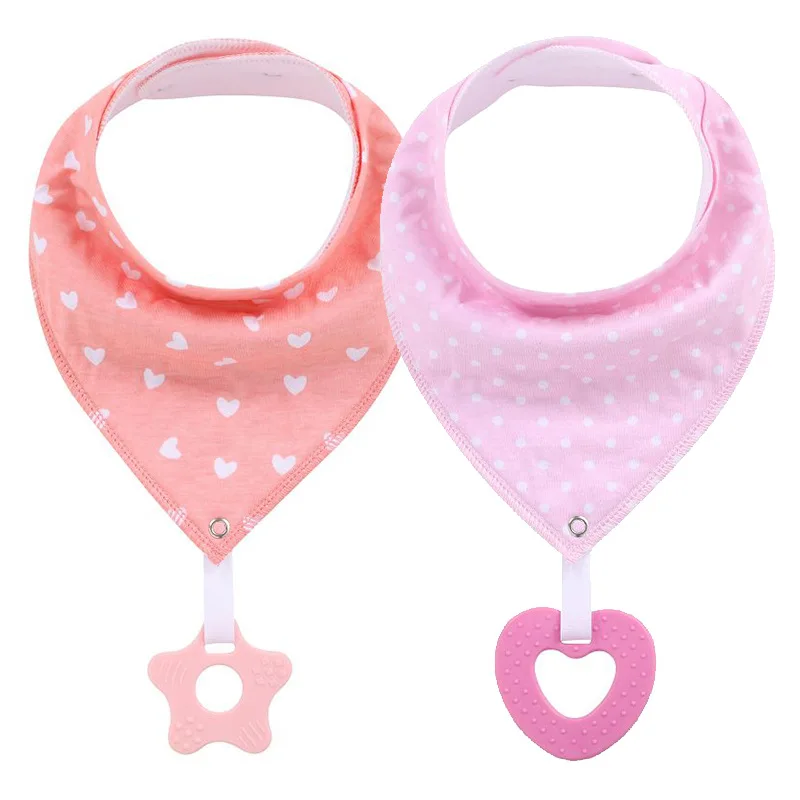 

2pcs ANYONGZU Baby Gummed Saliva Towel Cotton Button Bib Children Products Design Cartoon Animal Print Letter teeth bib 0-3Year
