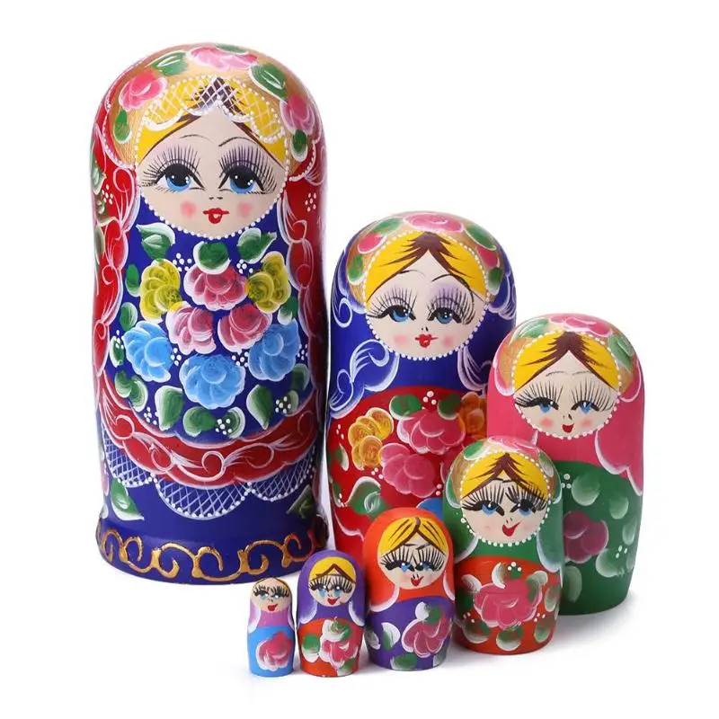 Русские куклы, Матрешка, деревянные классические цветные цветы, ручная работа, Матрешка, ручная краска, игрушки для детей, рождественские подарки