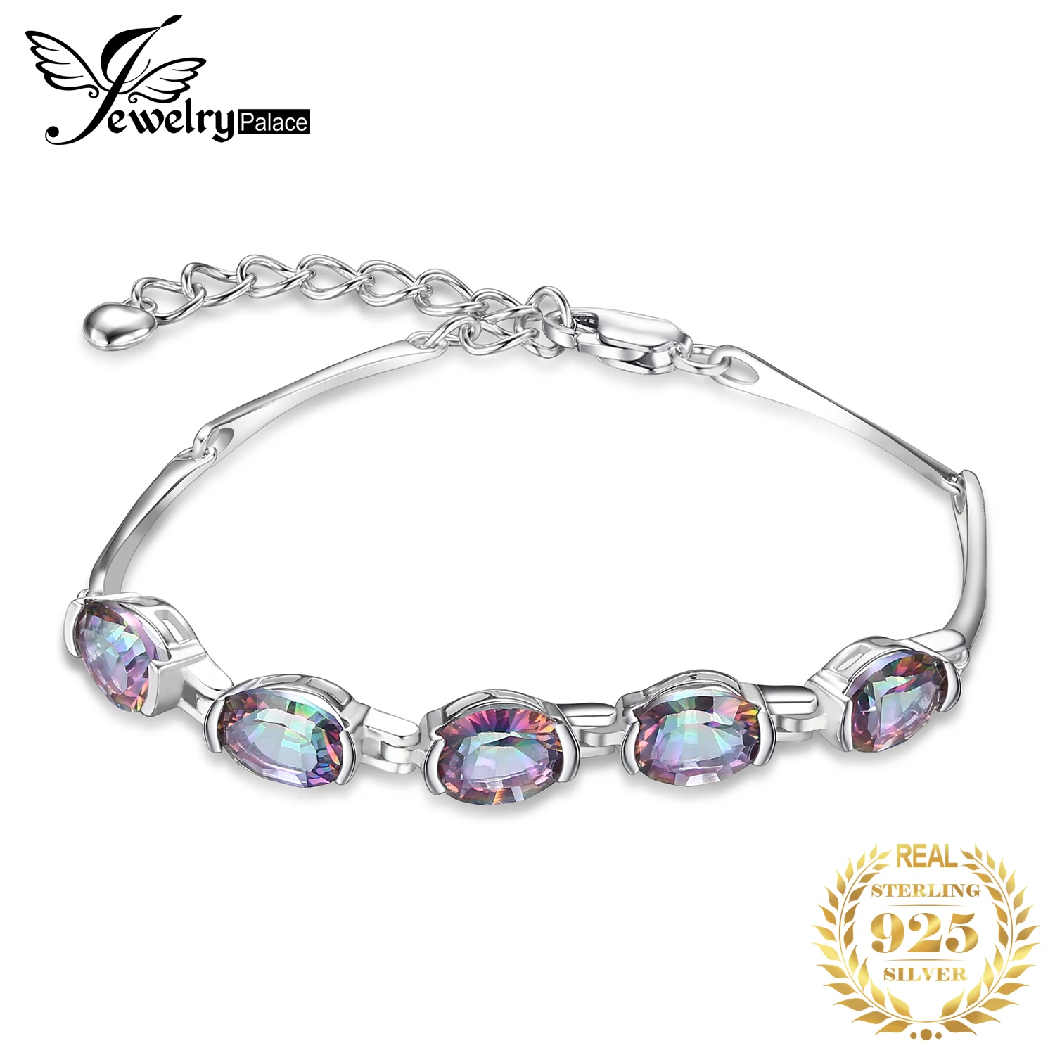 Jewelrypalace 6ct вогнутый овал натуральная мистический Радуга Топаз браслет Твердые