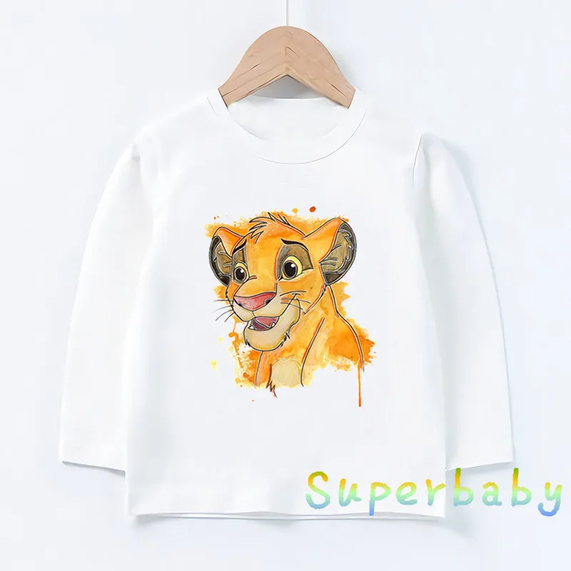 Детская футболка с принтом короля льва милые симпатичные Топы Simba длинным