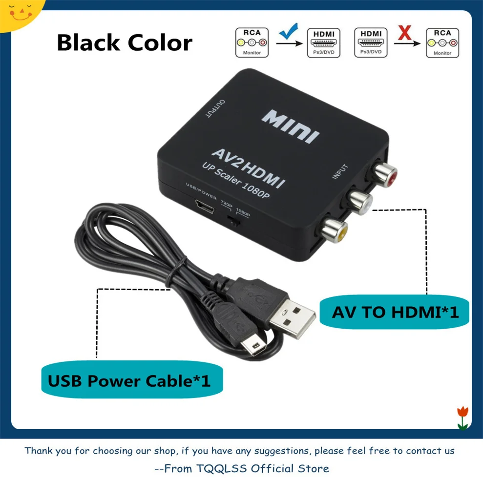 AV/RCA CVBS To Adapter 1080P Video Converter HDMI-compatible Box For HDTV Projector Set Top DVD | Электроника