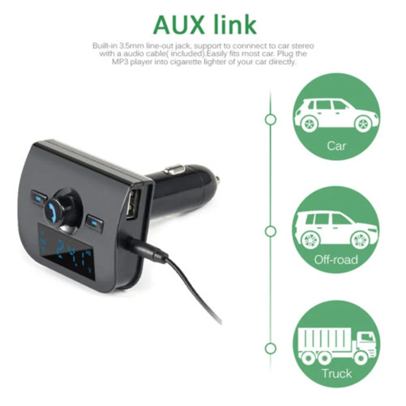 Автомобильный fm трансмиттер плеер с поддержкой USB TF MP3 LCD Bluetooth FM