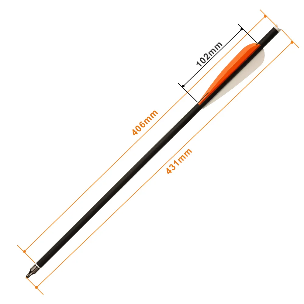 

6/12/24Pcs Huntingdoor 16Inch Carbon Crossbow Bolts Steel Arrow Heads with Orange Plastic Feather for Hunting and Archery