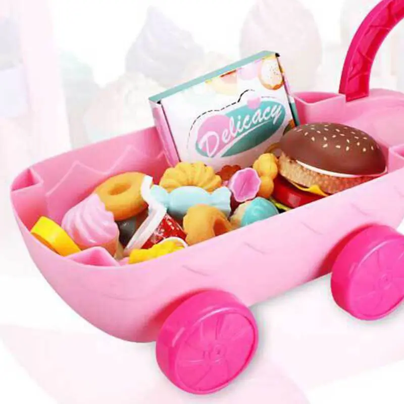

Mini Ice Cream Candy Trolley House Play Educational Toy Cart House Game Kids Toy G88E