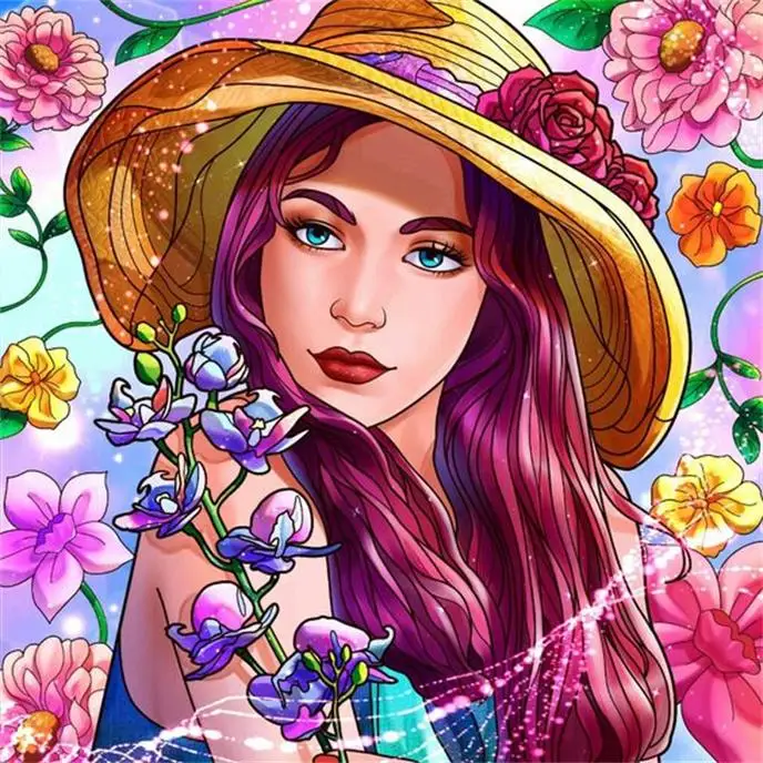 

5D DIY Diamond Painting Full Square Cartoon Girl Rose Cross Stitch Kit Embroidery Mosaic Picture Of Rhinestones Home Decor Gift