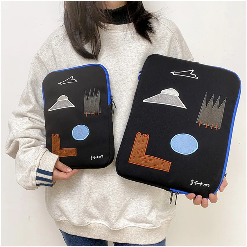 

Korean Geometric Tablet Case Laptop Pouch For Mac Ipad Pro 9.7 10.5 11 Inch Sleeve Liner Handbag Portable 13 14 Inch Ipad Bag
