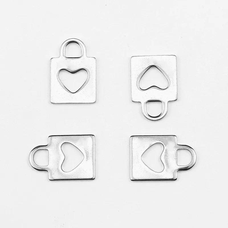 10 шт./лот маленький кулон в виде ключа из нержавеющей стали форме сердца DIY