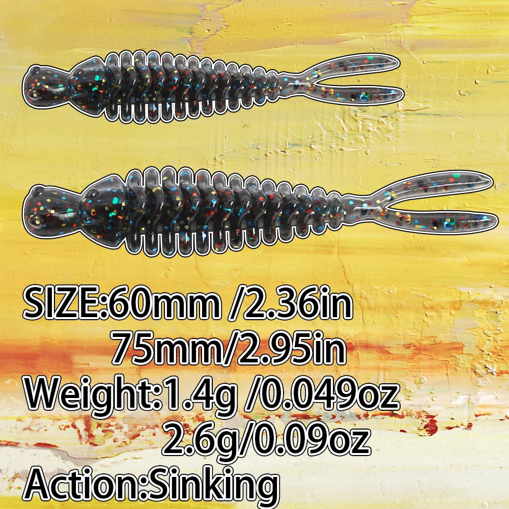 B&U Soft Lures For Fishing 60mm Artificial Lures Fishing Worm Silicone Bass Pike Minnow Swimbait Jigging Plastic Baits