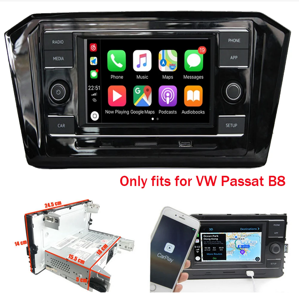 Автомобильный радиоприемник 6 5 &quotRCD330 + рамка Carplay Mirrorlink BT USB RVC для MQB Volkswagen PASSAT B8 GOLF