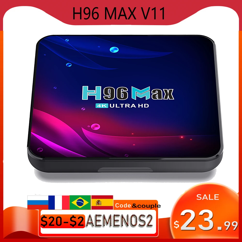 

LEMFO H96 MAX V11 умная ТВ-приставка, Android 11, 2,4 ГГц, Wifi, Bluetooth