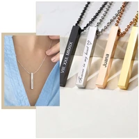 customize necklace for womenvertical tube bar name pendantgold color solid stainless steel necklaceminimalist elegant jewelry