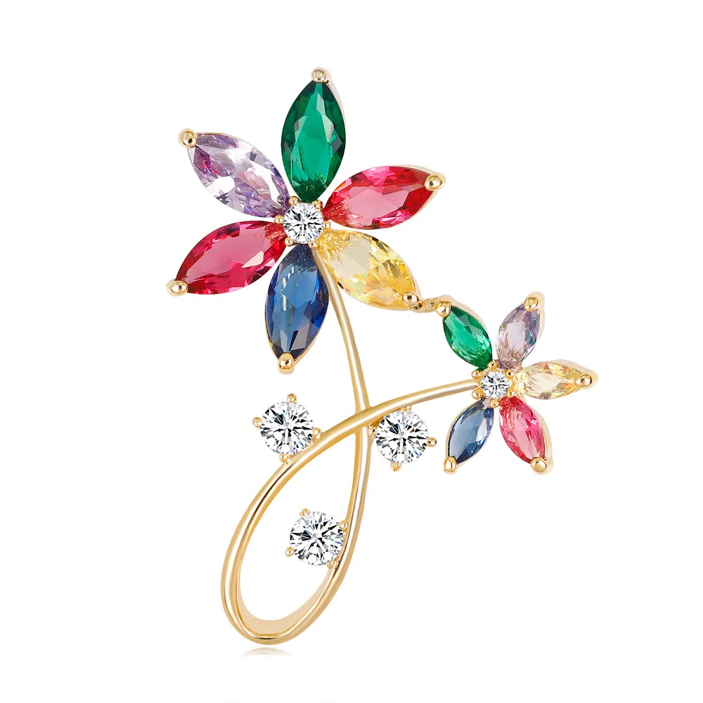 Женская Брошь в виде цветка с кристаллами|Броши| |