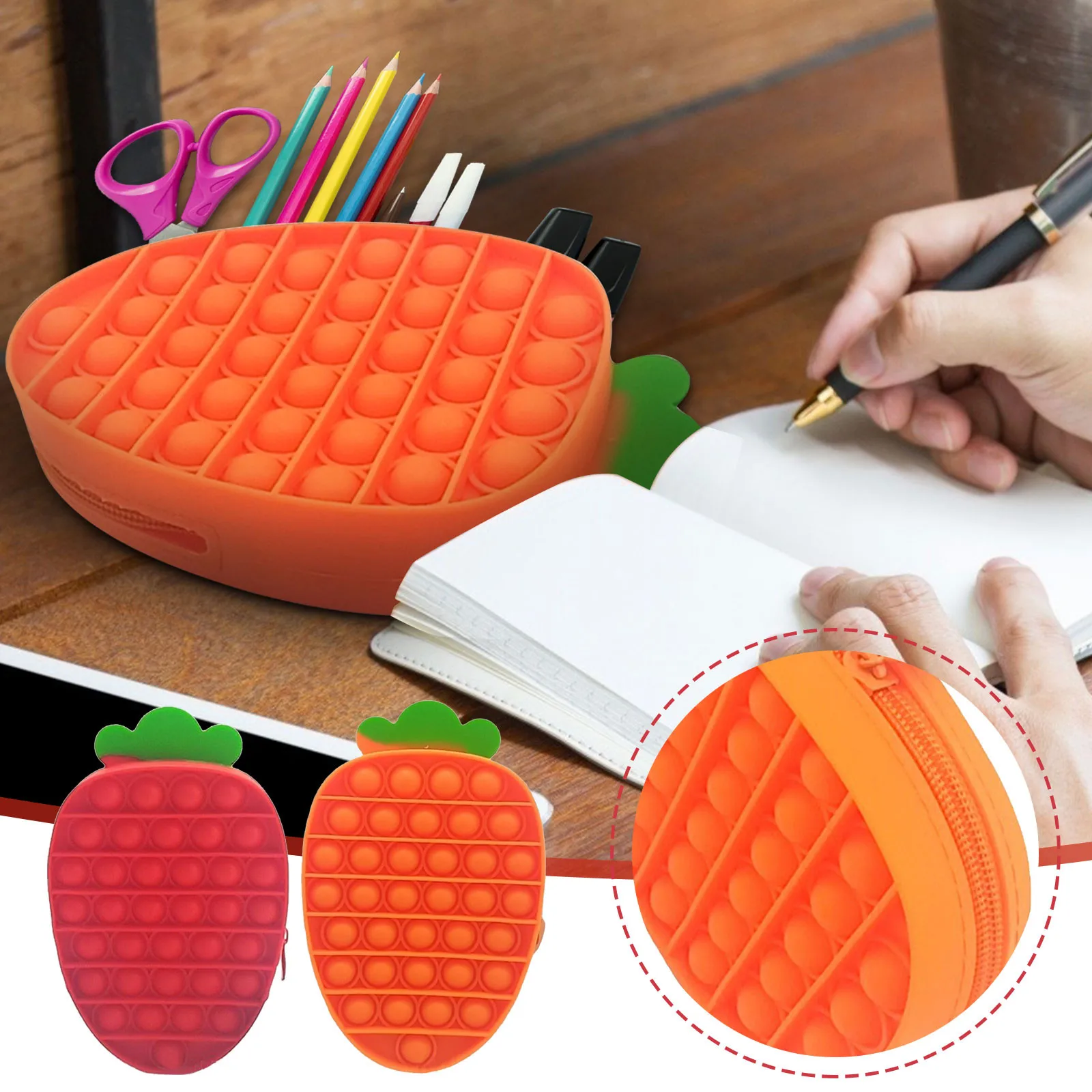 

Чехол для карандаша, Простой сенсорный силиконовый пенал с пузырьками для канцелярских принадлежностей, сумка для хранения для детей, анти...