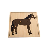 montessori materials wooden animal horse puzzle wholesale early childhood education preschool training learning toys