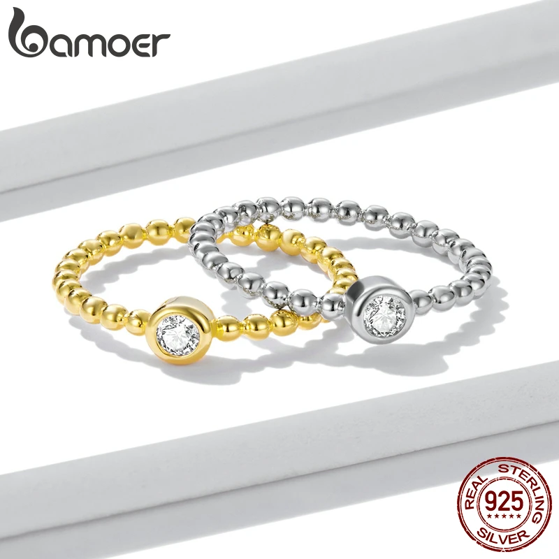 Женское кольцо с кристаллами bamoer Золотое метеоритом из стерлингового серебра 925