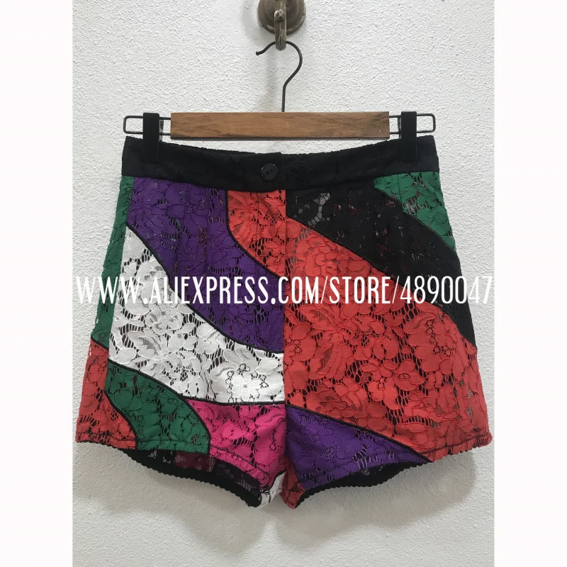 

Multi-color lace stitching women's casual pants 2021 high-quality high-waist thin leg shorts fashion all-match