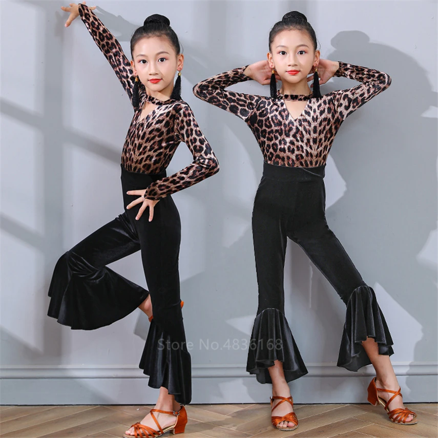 Детское платье для латиноамериканских танцев детское с леопардовым