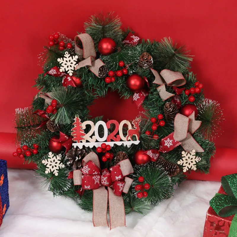 

2020 Christmas Decorations 40cm Christmas Wreath Simulation Garland Door.Window Prop Artificial.Christmas Wreath