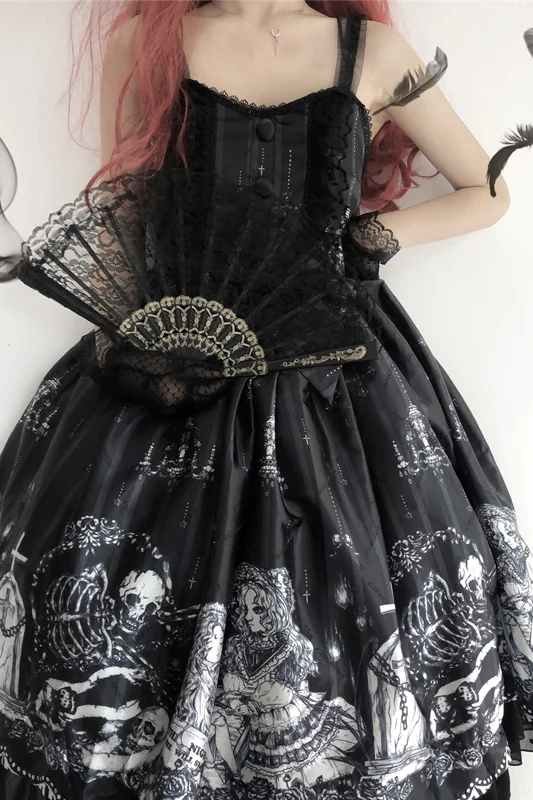 

Lolita Tomb Cell Girls Gothic Dark Lines JSK Dress gothic dresses medieval black lolita dress princess lolita victorian dress