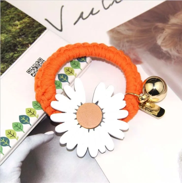 

New Style Fashion Daisy Flower Hair Ring Female Tie Rope Korean Elastic Rubber Sunflower Hair Bands Hair Accessories