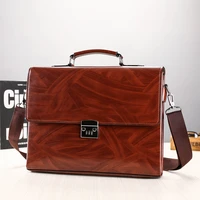 fashion male business shoulder briefcase bring password lock computer leather 15 laptop messenger office bags handbag for men
