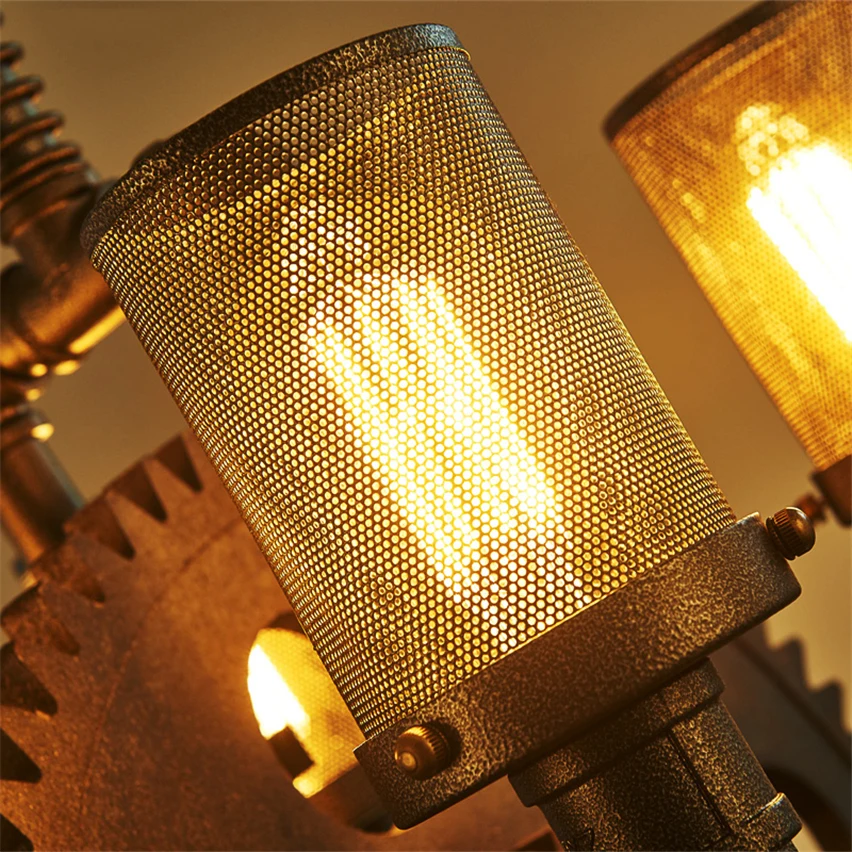 

Vintage Loft American Retro Industrial Iron Gear Pendant Lights LED Lamps for Dining Room Cafe Internet Bar Restaurant Decor
