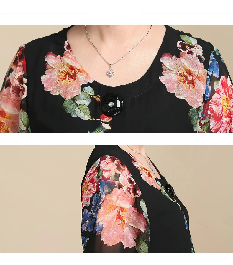 

Haute couture women Oversized dress printing summer Chiffon dresses Short sleeve 5XL Middle age clothing Stylish clothes 111