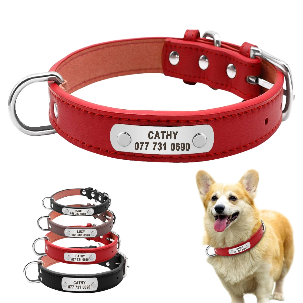 Персонализированный ошейник для собак Leahter персонализированный