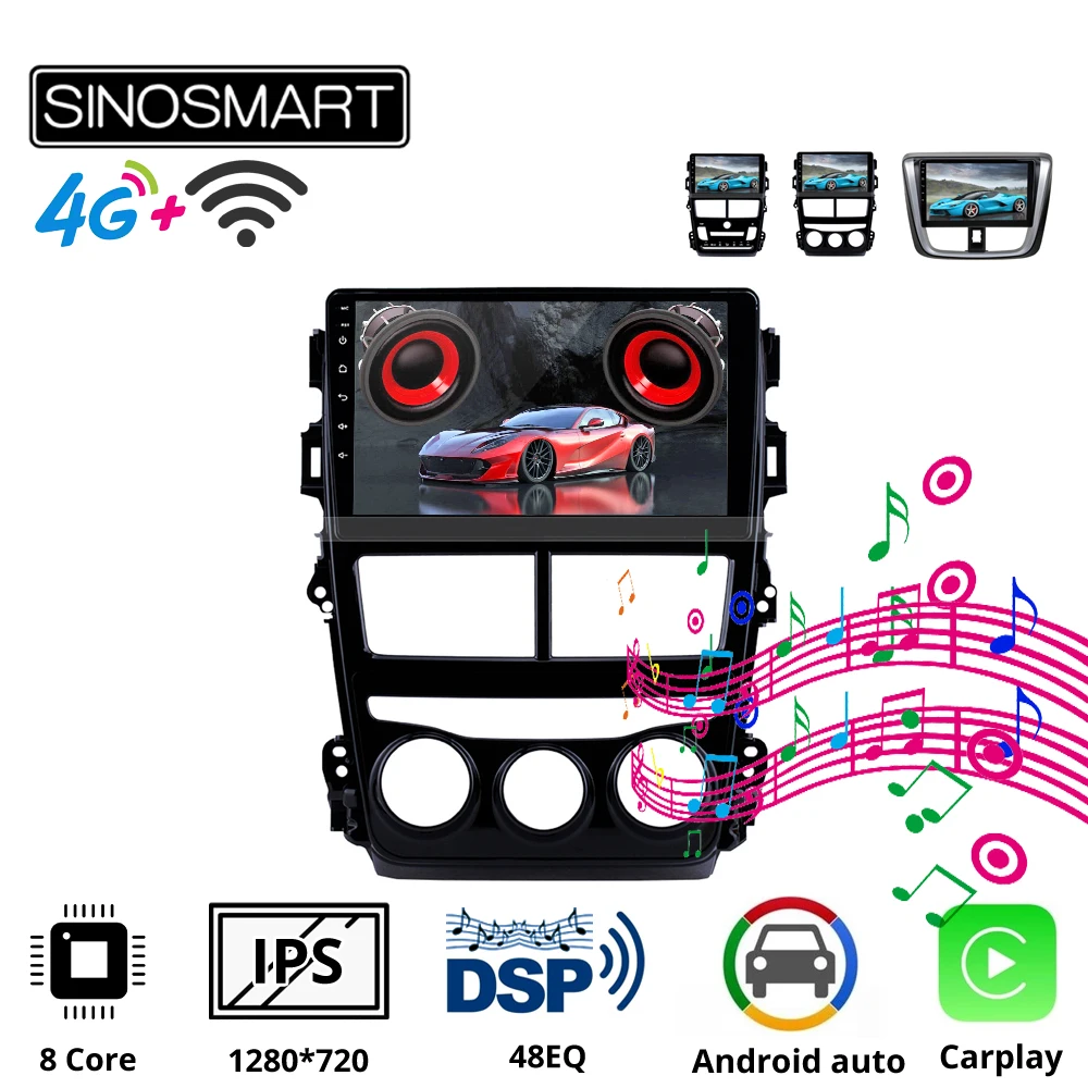 Sinosmart автомобильный радиоприемник с навигацией GPS для Toyota Yaris Vios 2017 2019 2din 2.5D IPS