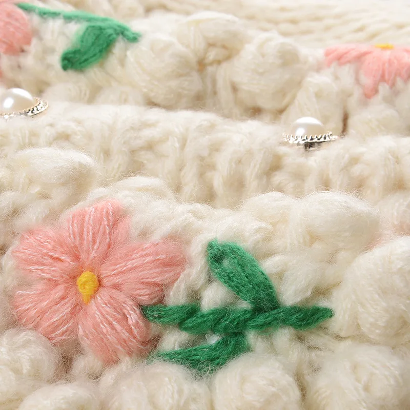 

Women's Hand Crochet Heavy Balloon Cardigna,Hand Crochet flower pattern Short Button cardigan swaeater