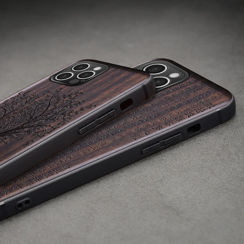 carveit for samsung s21 plus ultra wood cases iphone 13 11 12 pro mini se 2020 7 8 plus xr xs max wooden ebony shell phones hull free global shipping