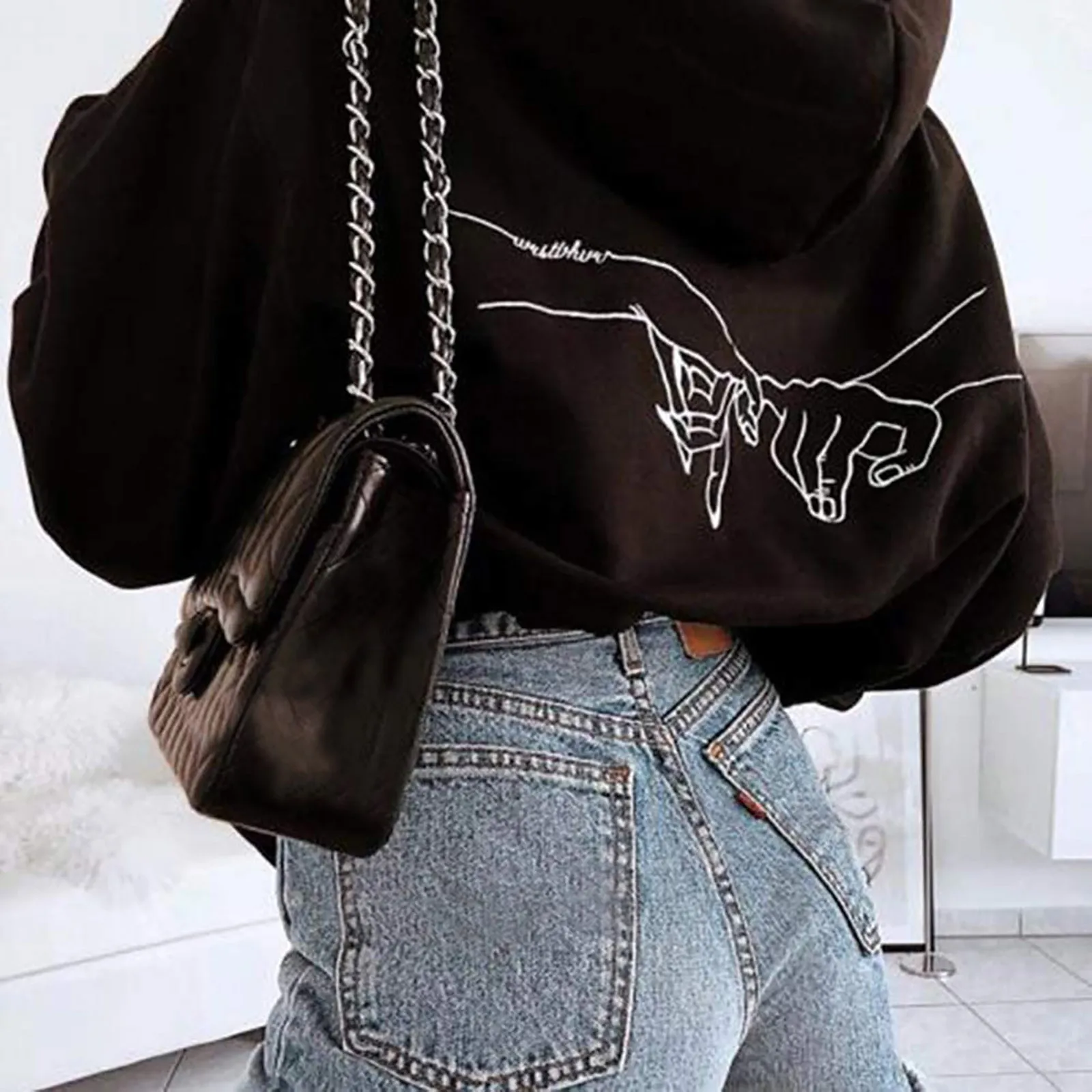 Promise 2021 Ladies Loose Hooded Long-sleeved Drawstring Fashion Casual Comfortable Sweater Free Shipping Las Mujeres Sweetshirt