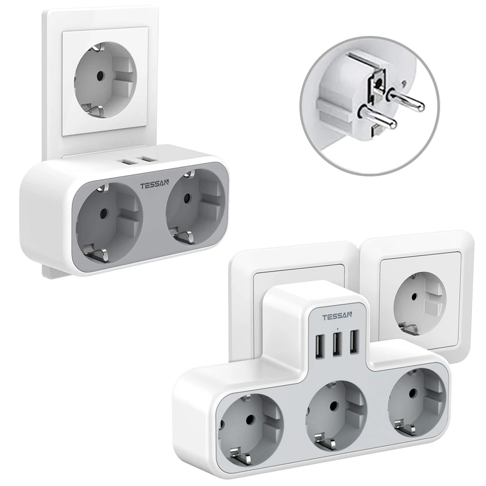 TESSAN штепсельная вилка европейского стандарта Мощность пропилен каучука
