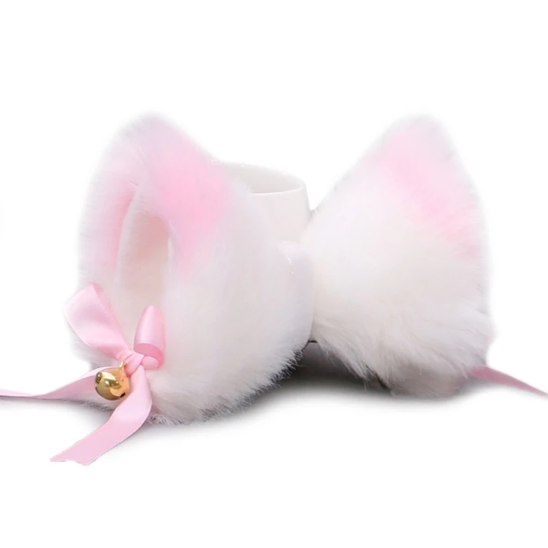 

1 Pair Japanese Lolita Anime Hair Clips Cute Furry Cat Ears Hairpin with Bowknot Bell Cosplay Costume Snap Barrette