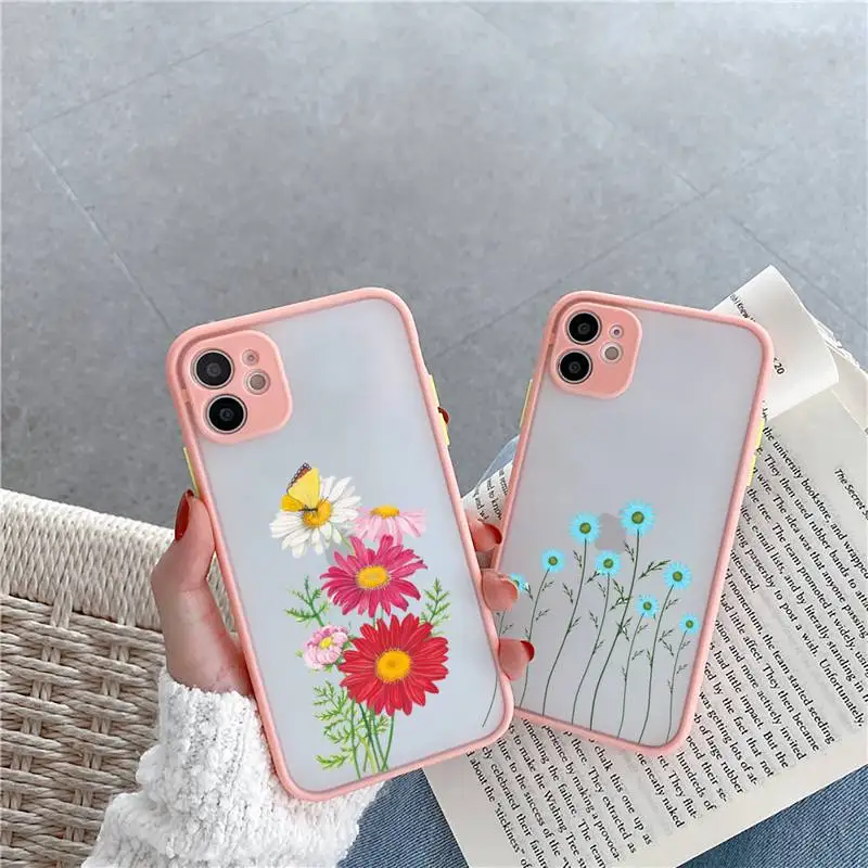 

daisy Flower painting pattern Phone Case matte transparent For iphone 7 8 11 12 13 plus mini x xs xr pro max cover