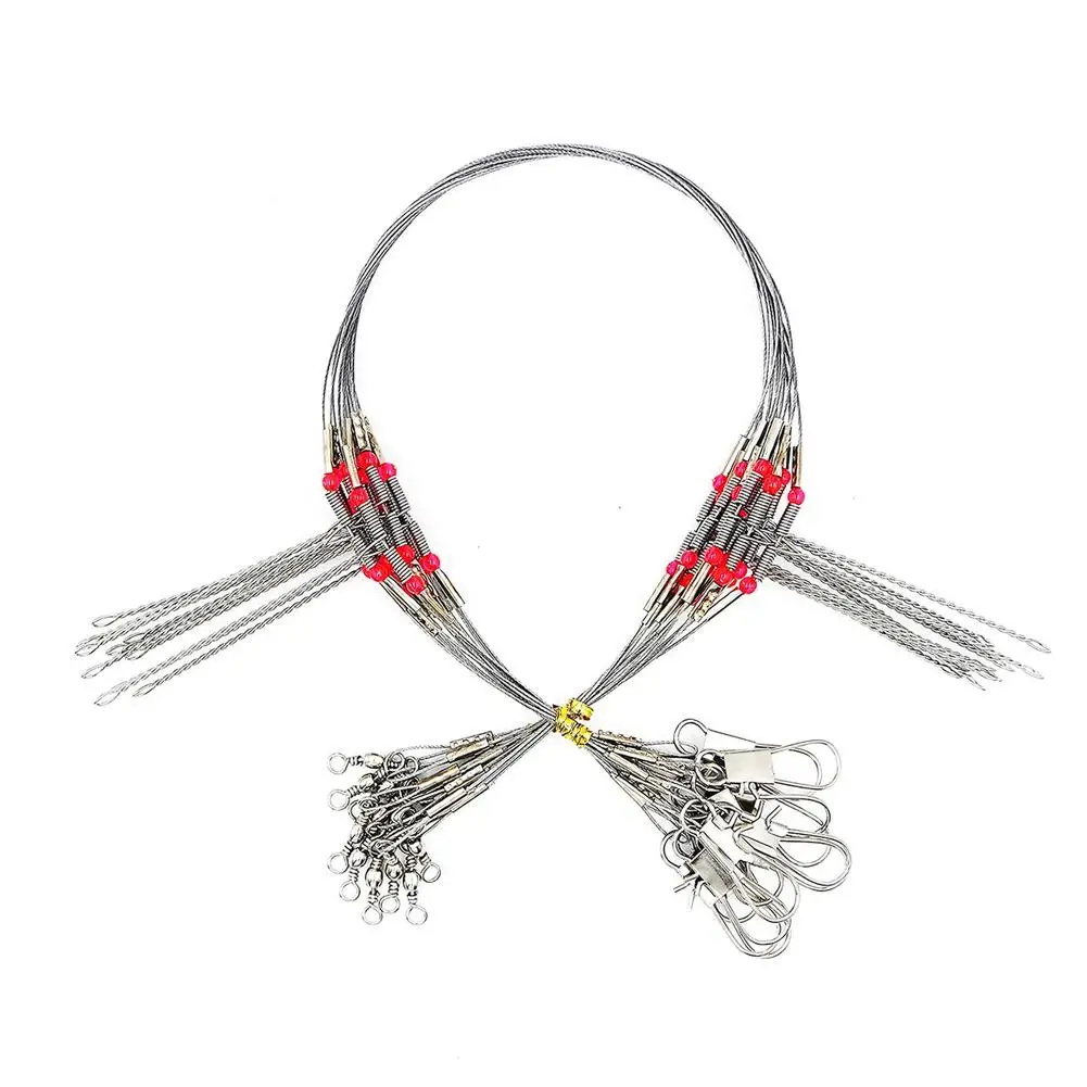 

10PCS Anti Bite Steel Fishing Line Steel Wire Leader With Swivel Fishing Accessory Lead Fishing Wire