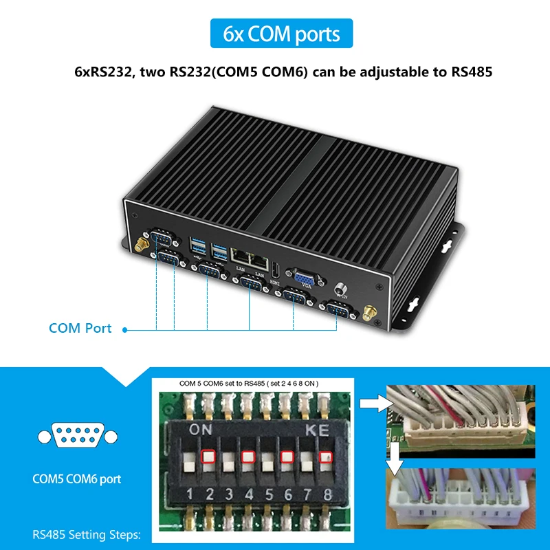 BEBEPC 6 * COM RS232 Mini PC Core i7 5500U 4500U i5 4200U Dual LAN Windows 10 HDMI Celeron 2955U J1900 Comput Industrial PC|Мини ПК| |